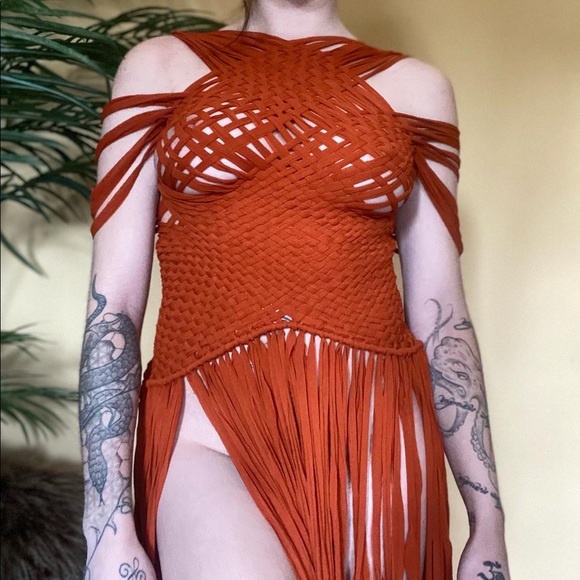 Handmade Macrame Crochet Weaved Dress - Picture 3 of 7